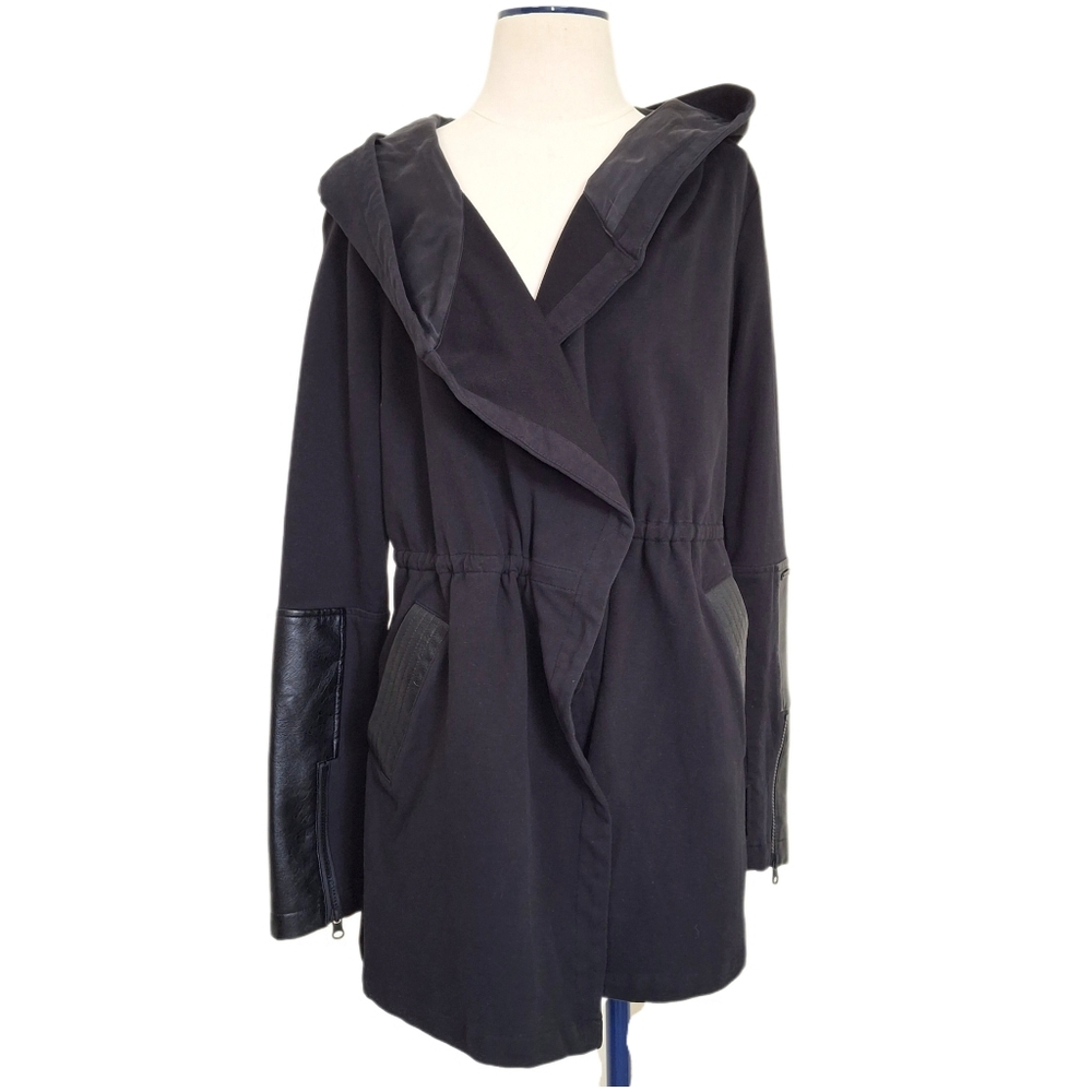 Blanc Noir Black Traveler Hooded Wrap Jacket Size L - Picture 3 of 10